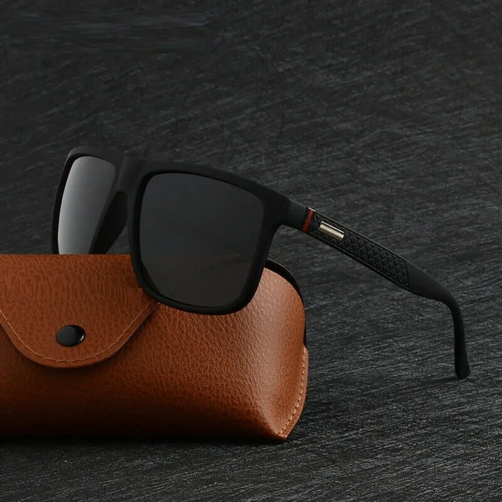 Men‎ Sports Sunglasses Polarized Retro Black Lens Outdoor Driving Light Weight